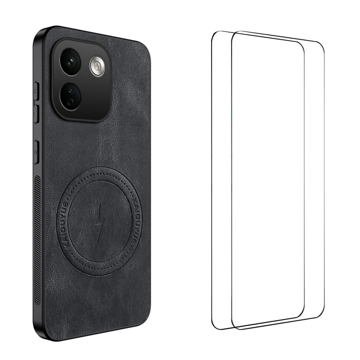 WANLONFENG för Xiaomi Redmi Note 17 Pro Max 5G / Xiaomi Redmi Note 17 Pro+ 5G SD-serien Magnetiskt skal Nappatextur PC TPU mobilskal med 2 st. skärmfilm
