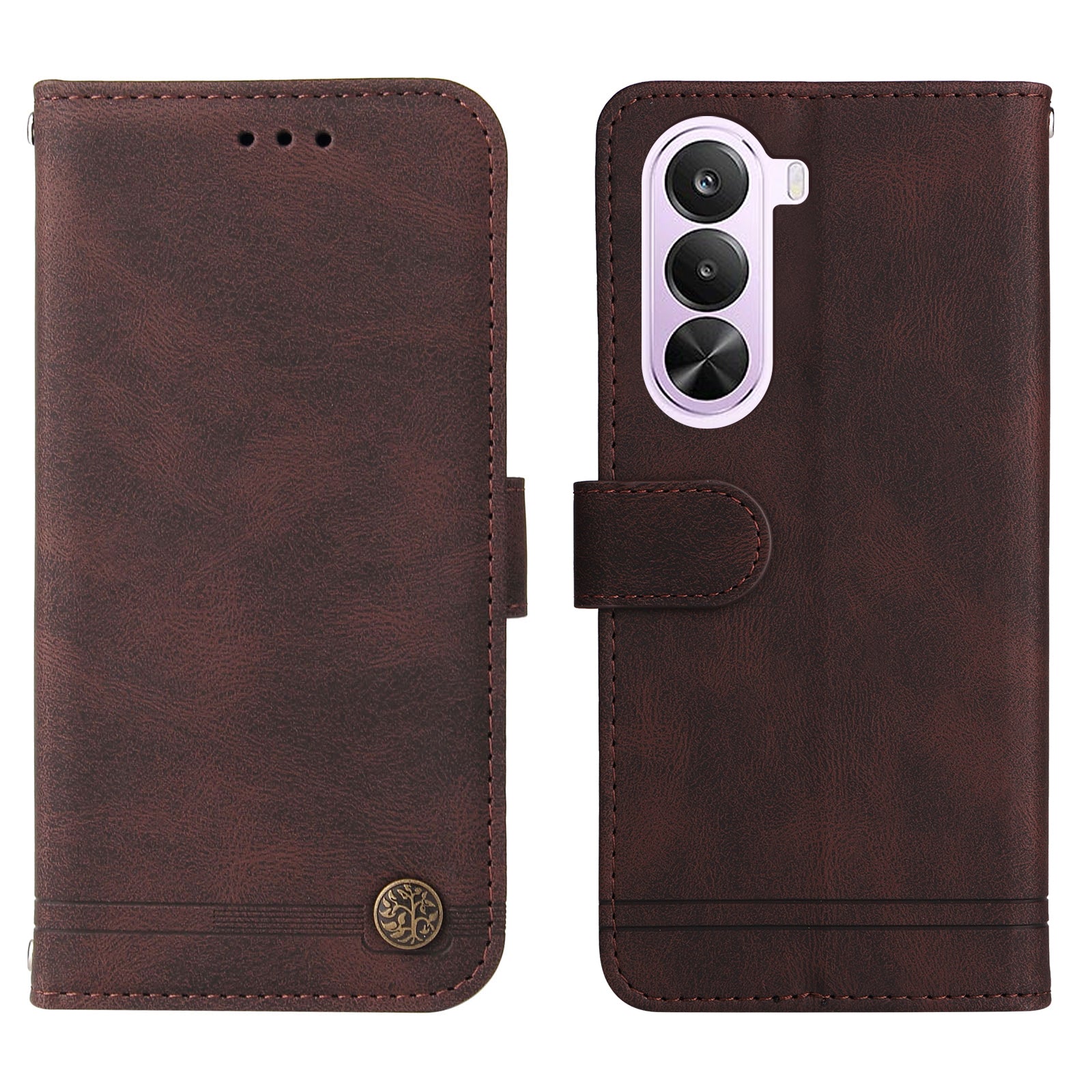 OnePlus Nord CE6 Lite 5G / Realme P4x 5G Läderplånboksfodral Skin Touch mobilfodral Stativ med Rem