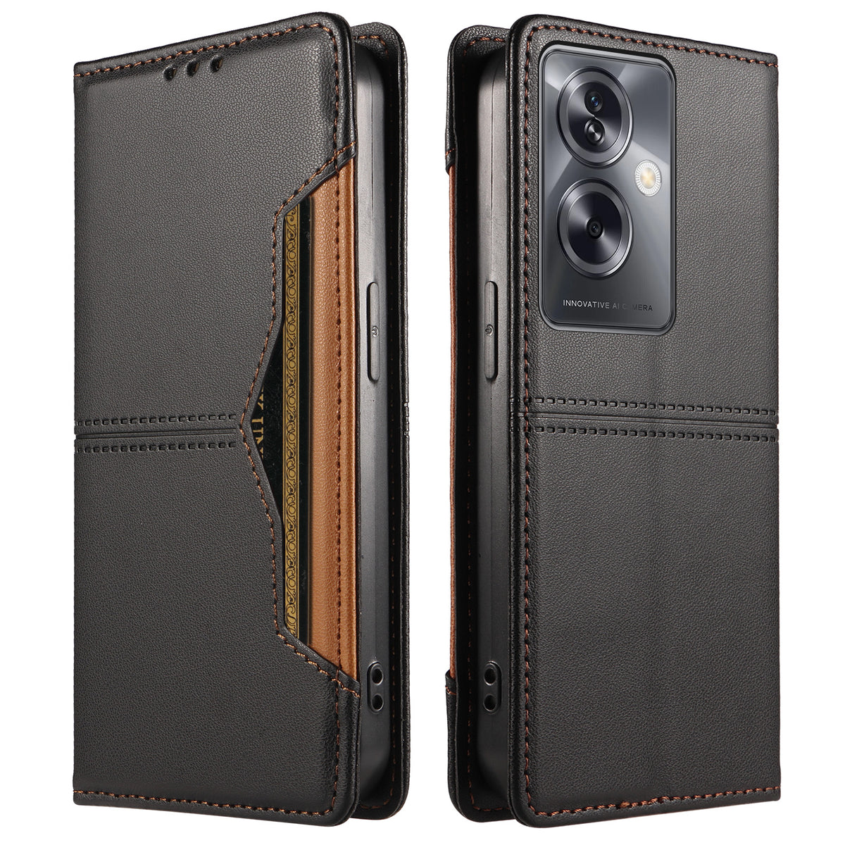 Oppo A2 5G / OnePlus Nord N30 SE 5G / Oppo A79 5G Plånboksfodral Extern kortplats Magnetisk stängning Lädermobilskal