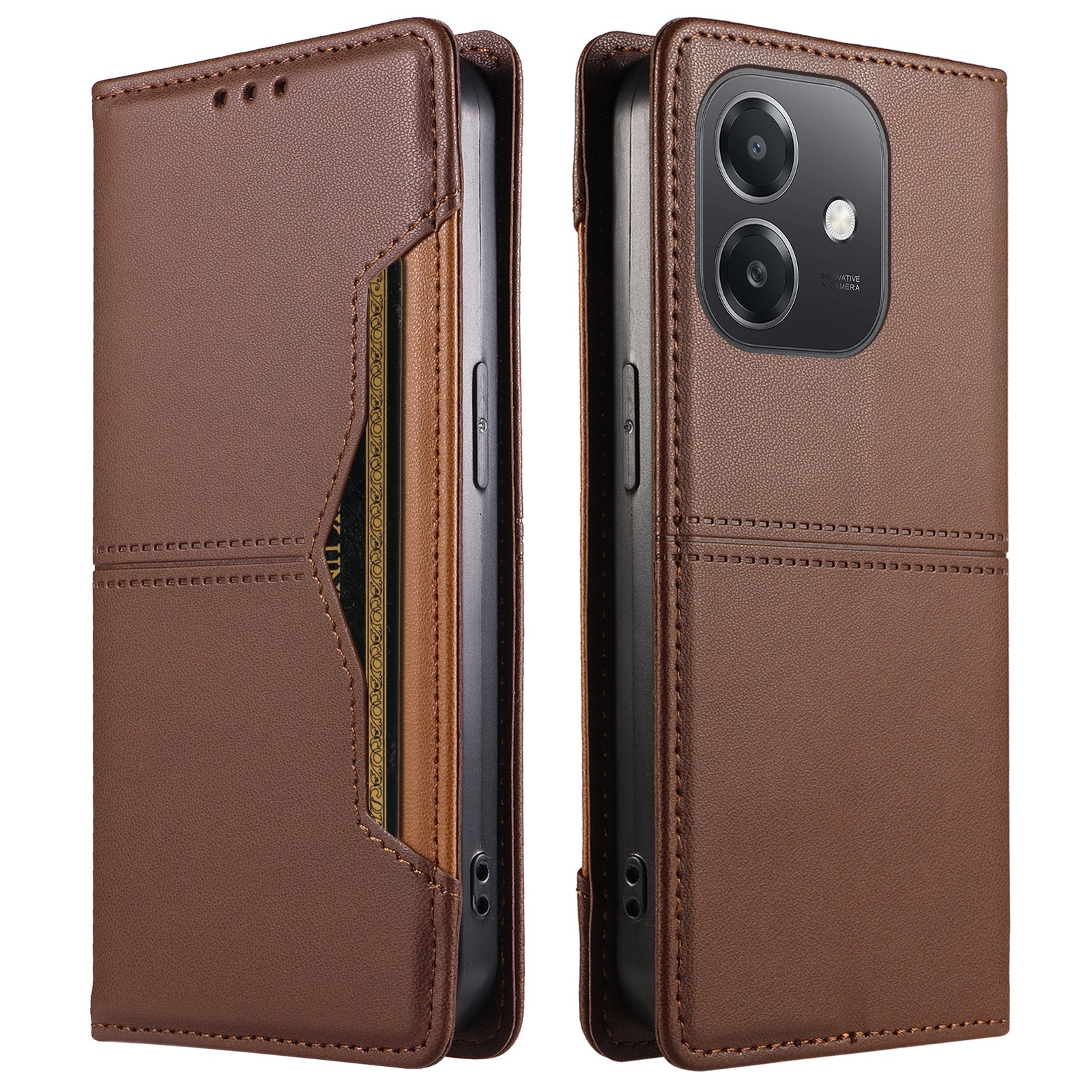 Oppo A3x 5G (Indien) / Oppo A3x 4G / Oppo A40 4G / Oppo A40M 4G / Oppo A60 5G / Oppo A5x 5G / Oppo A5i 4G / Oppo A3i 5G / Oppo A3 4G / Oppo A3 5G / Oppo A5x 4G Plånboksfodral Extern kortplats Magnetisk stängning Lädermobilskal