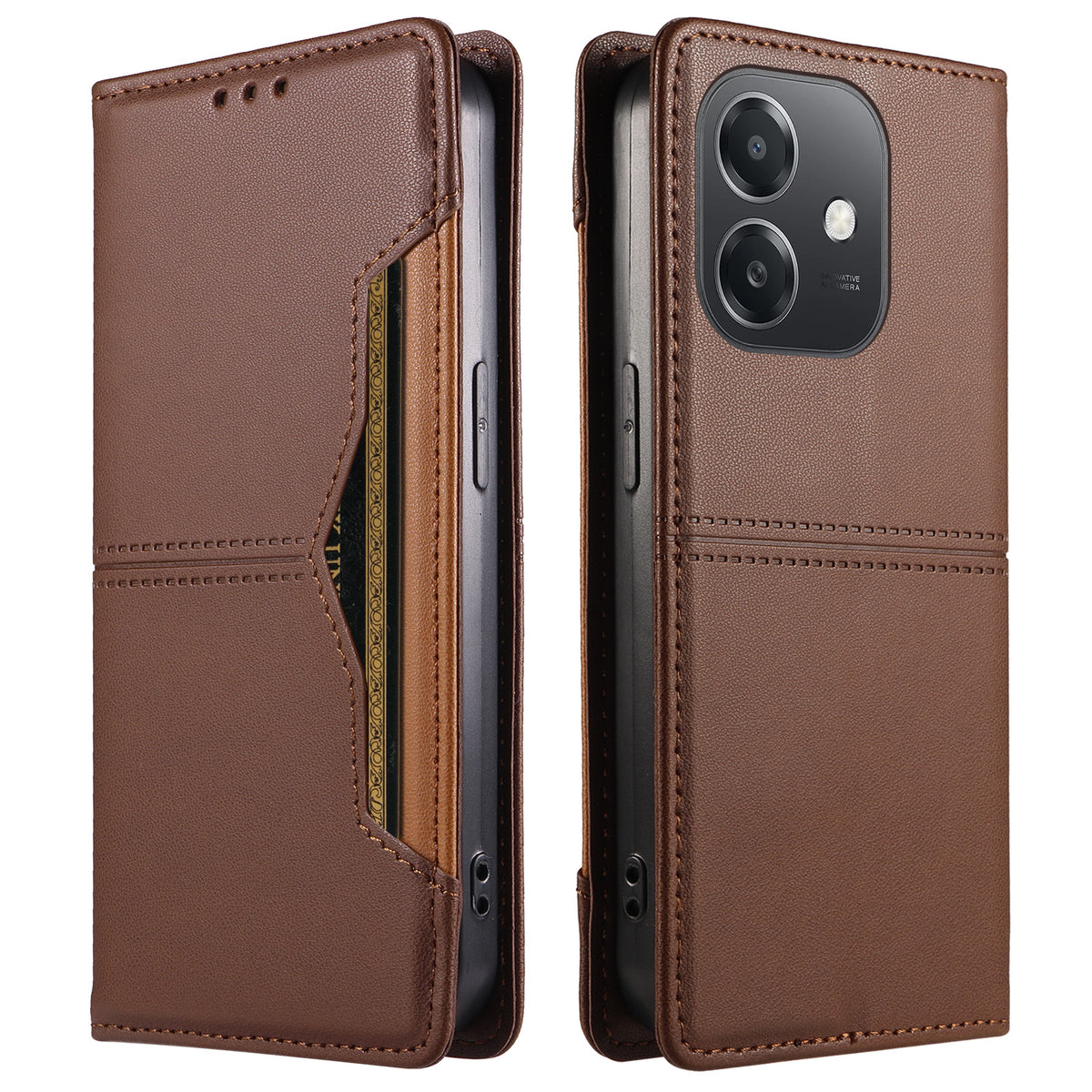 For Oppo A3x 5G (India) / Oppo A3x 4G / Oppo A40 4G / Oppo A40M 4G / Oppo A60 5G / Oppo A5x 5G / Oppo A5i 4G / Oppo A3i 5G / Oppo A3 4G / Oppo A3 5G / Oppo A5x 4G Wallet Case External Card Slot Magnetic Closing Leather Phone Cover
