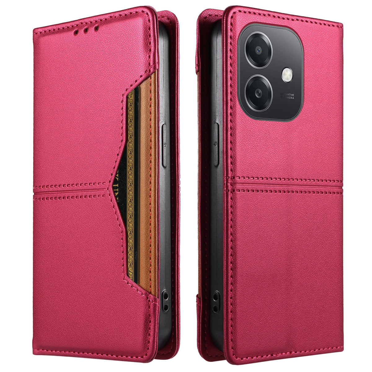 For Oppo A3x 5G (India) / Oppo A3x 4G / Oppo A40 4G / Oppo A40M 4G / Oppo A60 5G / Oppo A5x 5G / Oppo A5i 4G / Oppo A3i 5G / Oppo A3 4G / Oppo A3 5G / Oppo A5x 4G Wallet Case External Card Slot Magnetic Closing Leather Phone Cover