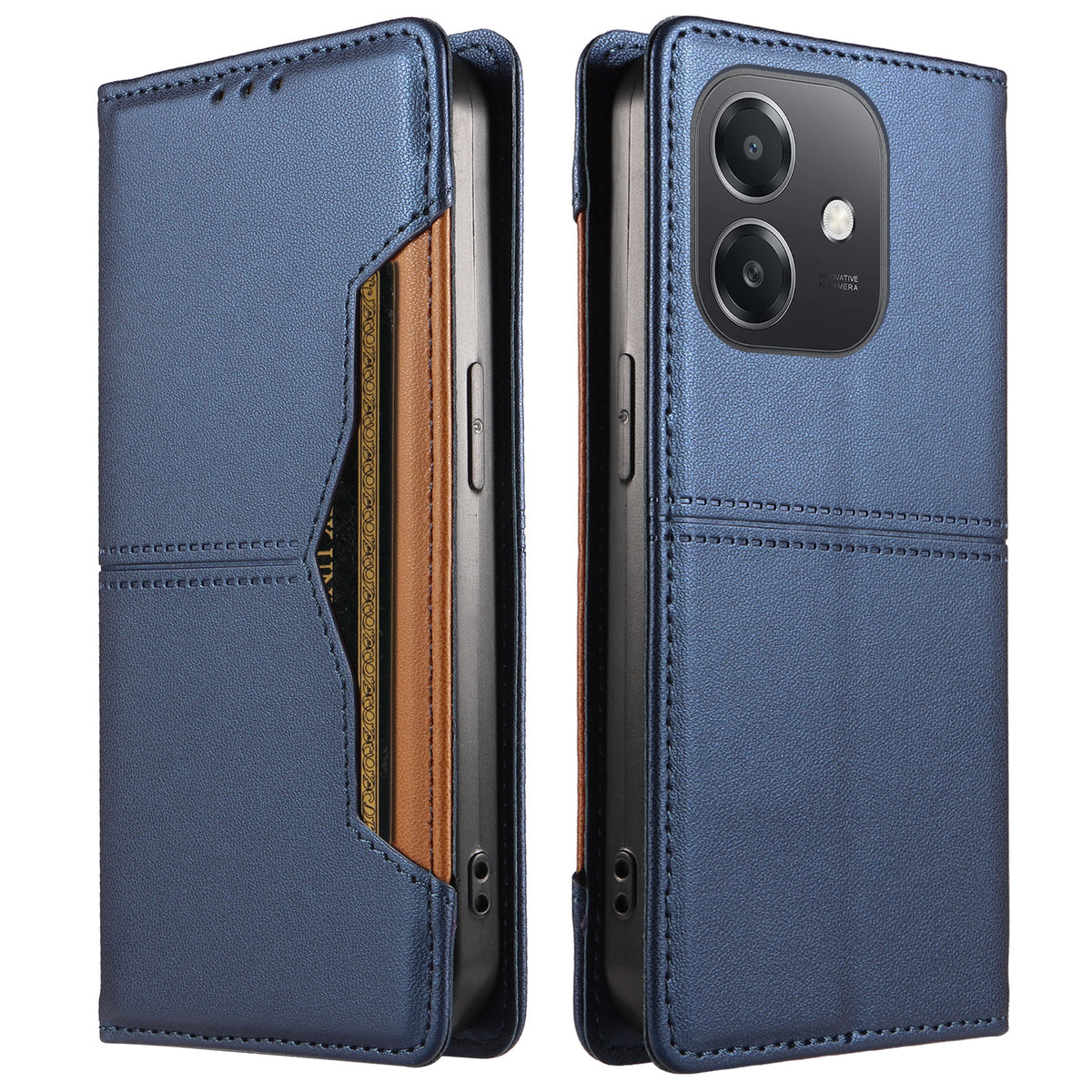 For Oppo A3x 5G (India) / Oppo A3x 4G / Oppo A40 4G / Oppo A40M 4G / Oppo A60 5G / Oppo A5x 5G / Oppo A5i 4G / Oppo A3i 5G / Oppo A3 4G / Oppo A3 5G / Oppo A5x 4G Wallet Case External Card Slot Magnetic Closing Leather Phone Cover