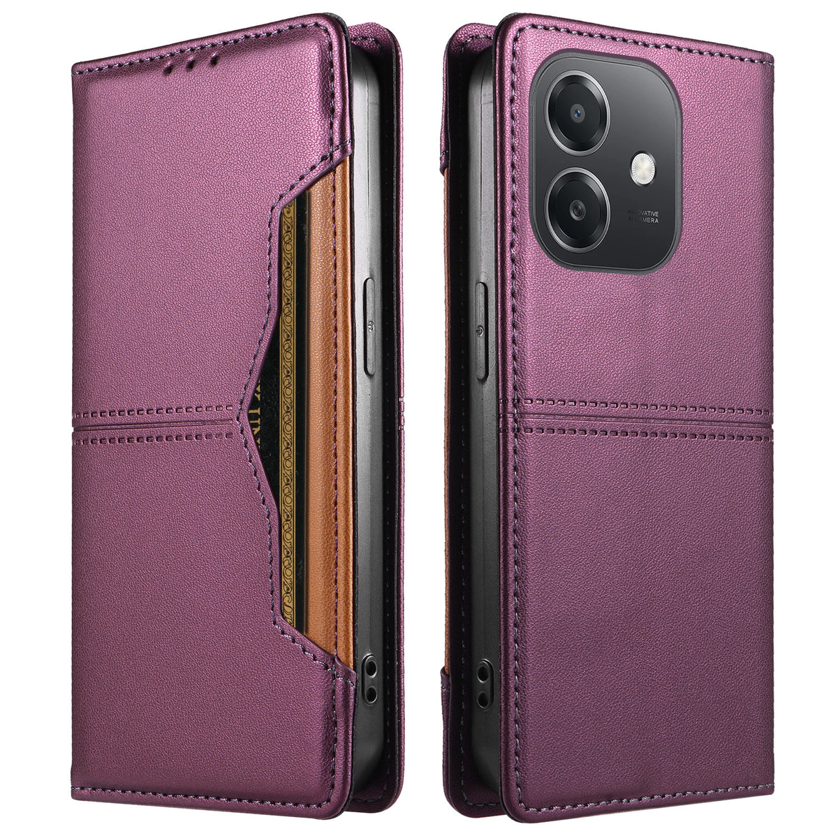 Oppo A3x 5G (Indien) / Oppo A3x 4G / Oppo A40 4G / Oppo A40M 4G / Oppo A60 5G / Oppo A5x 5G / Oppo A5i 4G / Oppo A3i 5G / Oppo A3 4G / Oppo A3 5G / Oppo A5x 4G Plånboksfodral Extern kortplats Magnetisk stängning Lädermobilskal