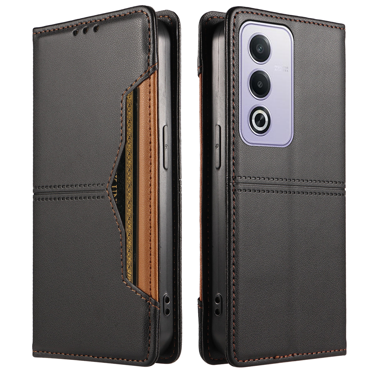 For Oppo A3 Pro (India) 5G / Oppo A3x 5G (China) / Oppo A80 5G / Oppo K12x 5G (Global) / Oppo A3 Pro (Global) 5G Wallet Case External Card Slot Magnetic Closing Leather Phone Cover