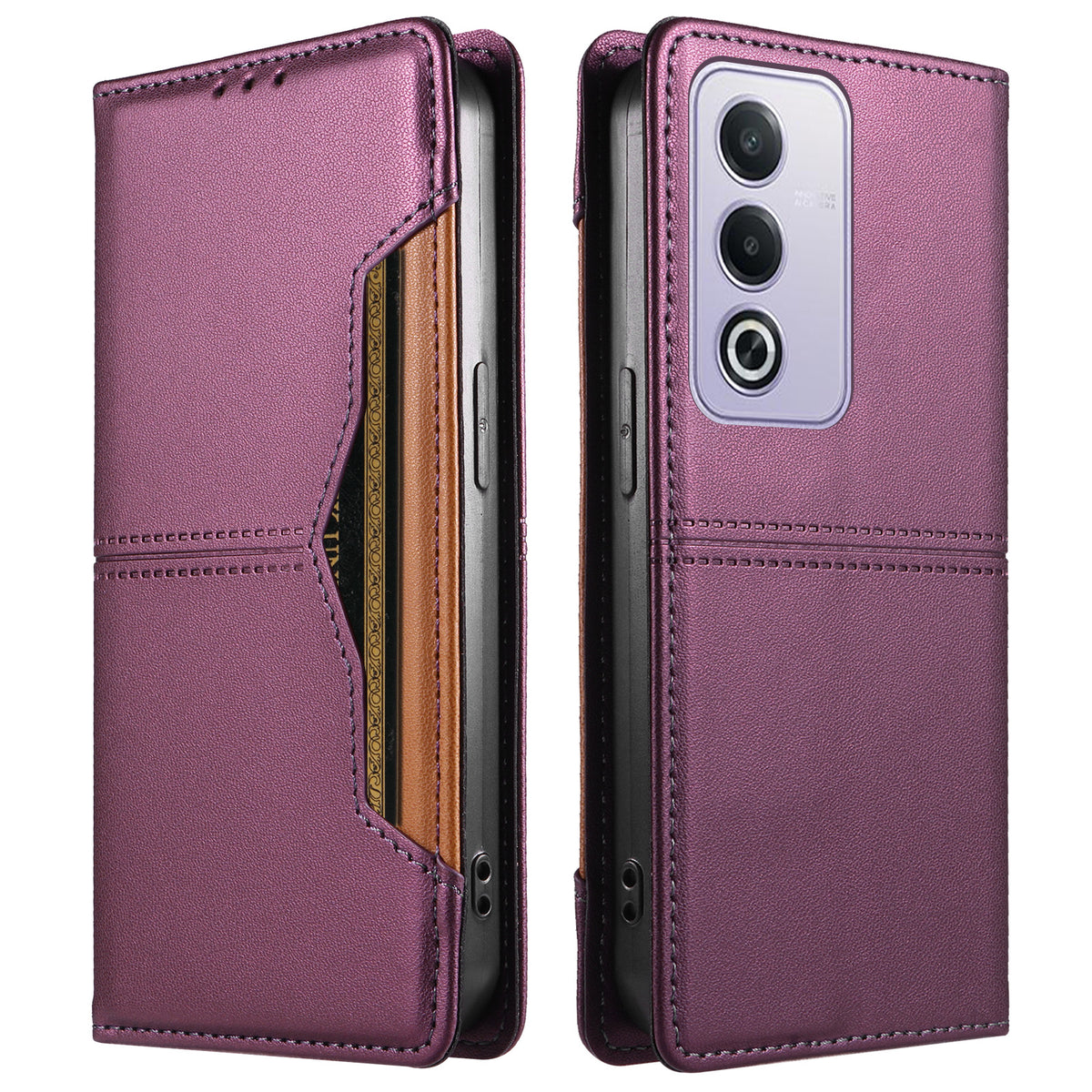 For Oppo A3 Pro (India) 5G / Oppo A3x 5G (China) / Oppo A80 5G / Oppo K12x 5G (Global) / Oppo A3 Pro (Global) 5G Wallet Case External Card Slot Magnetic Closing Leather Phone Cover