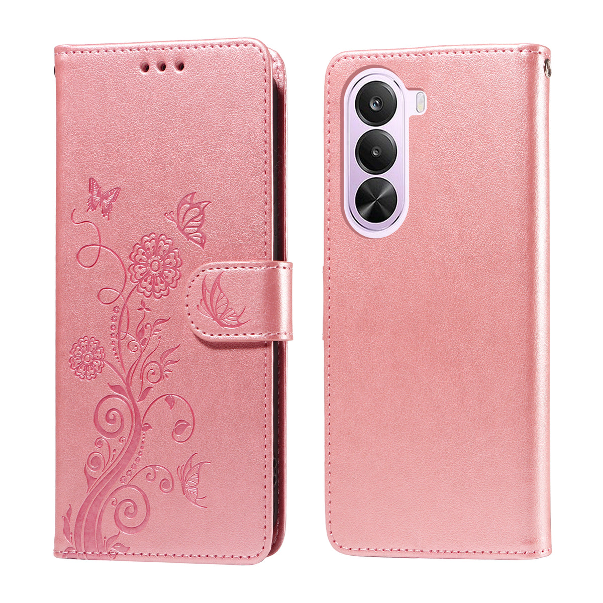 OnePlus Nord CE6 Lite 5G / Realme P4x 5G Läderfodral Fjärilsblommigt Tryck Plånboksfodral