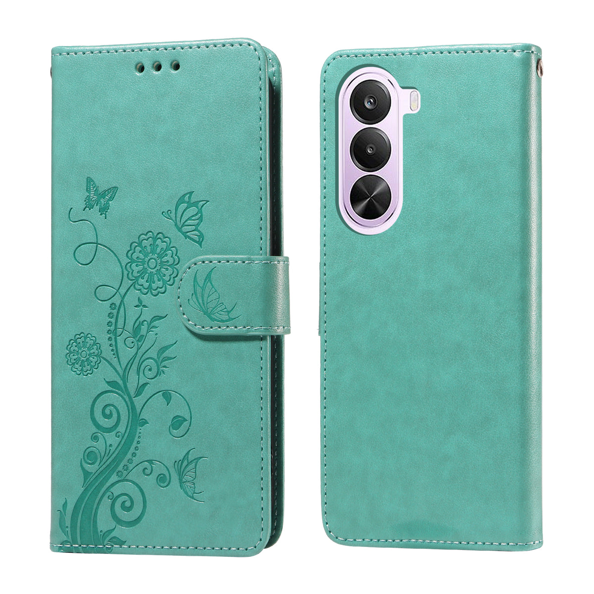 OnePlus Nord CE6 Lite 5G / Realme P4x 5G Läderfodral Fjärilsblommigt Tryck Plånboksfodral