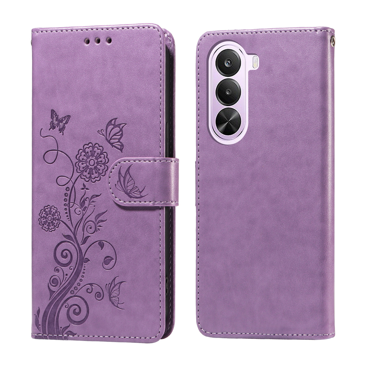 OnePlus Nord CE6 Lite 5G / Realme P4x 5G Läderfodral Fjärilsblommigt Tryck Plånboksfodral