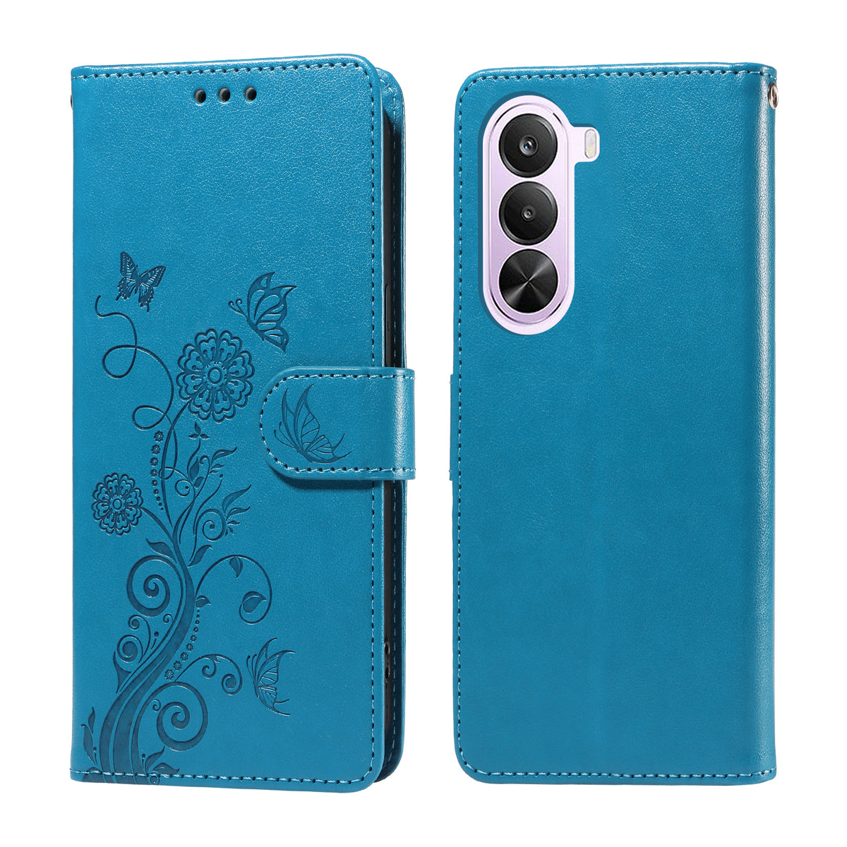 OnePlus Nord CE6 Lite 5G / Realme P4x 5G Läderfodral Fjärilsblommigt Tryck Plånboksfodral