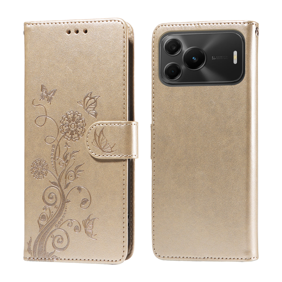 For Huawei nova 16 SE 5G Leather Case Butterfly Floral Imprint Wallet Stand Cover