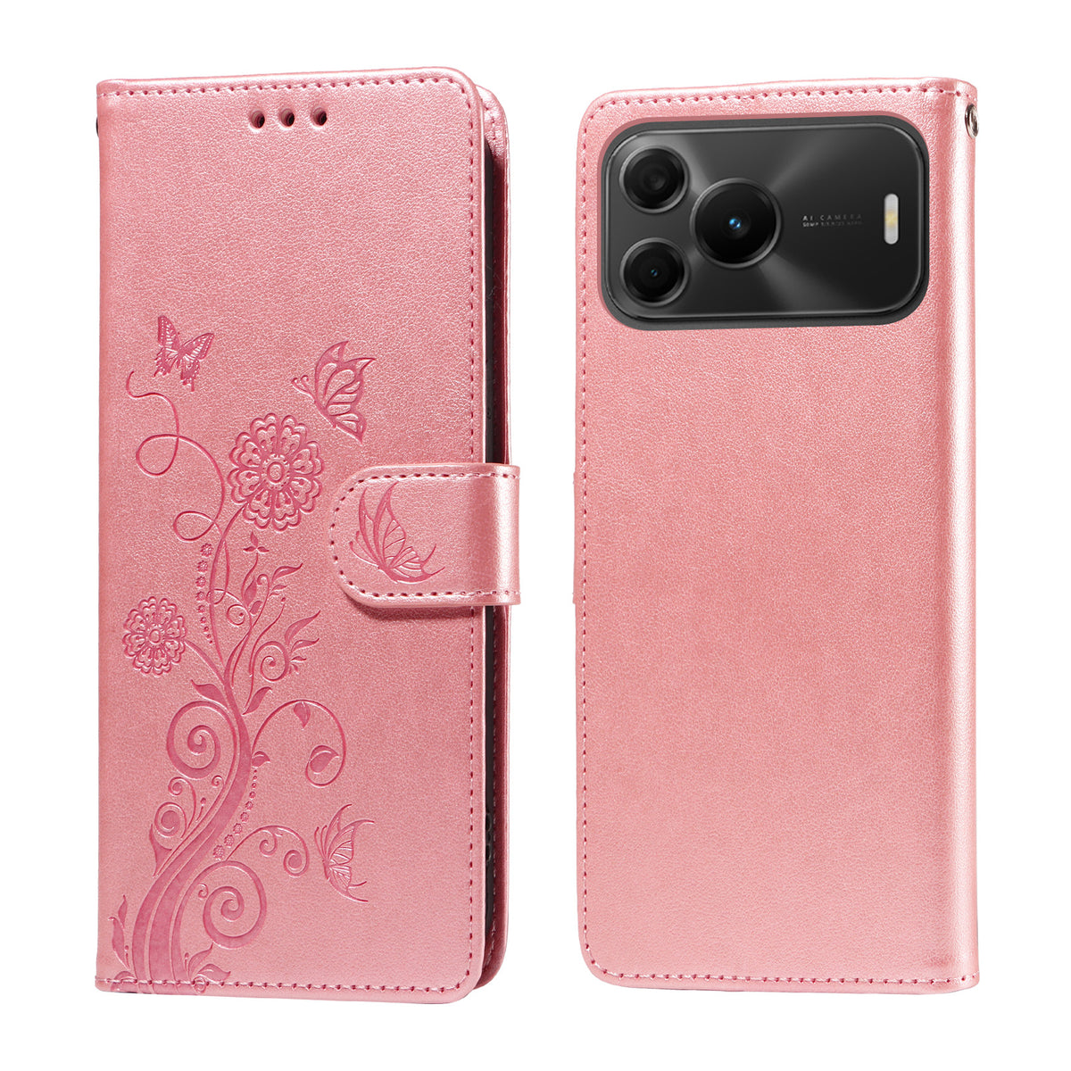 For Huawei nova 16 SE 5G Leather Case Butterfly Floral Imprint Wallet Stand Cover