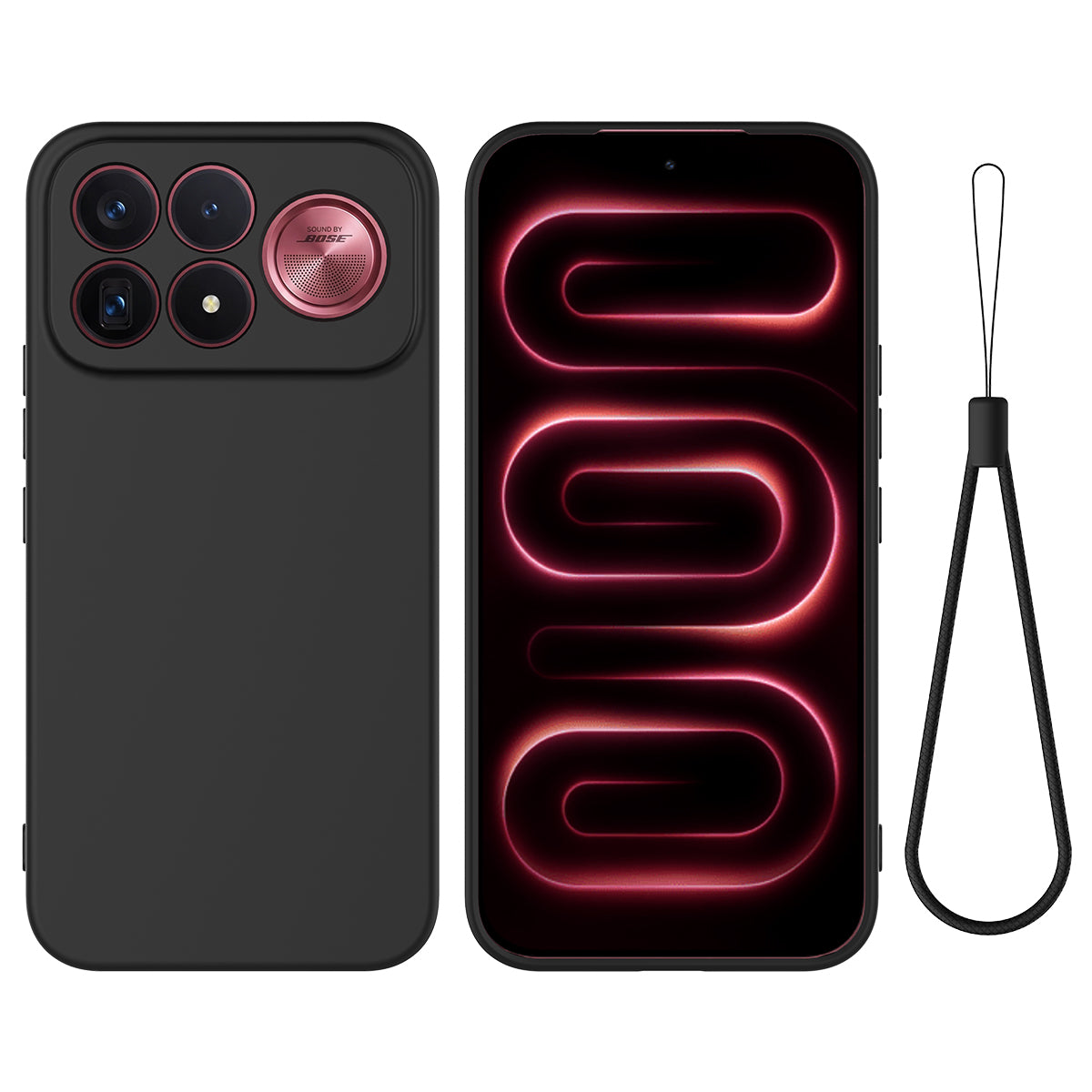 Xiaomi Redmi K100 Pro Max 5G (Kina) / Xiaomi Poco F9 Ultra 5G flytande silikonskal mobilbaksida med handrem