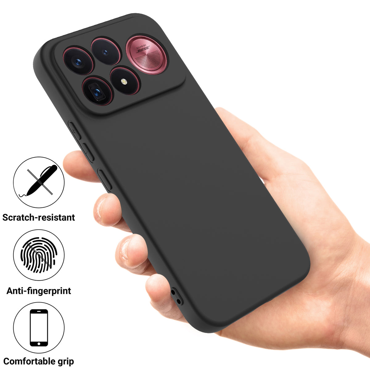 Xiaomi Redmi K100 Pro Max 5G (Kina) / Xiaomi Poco F9 Ultra 5G flytande silikonskal mobilbaksida med handrem