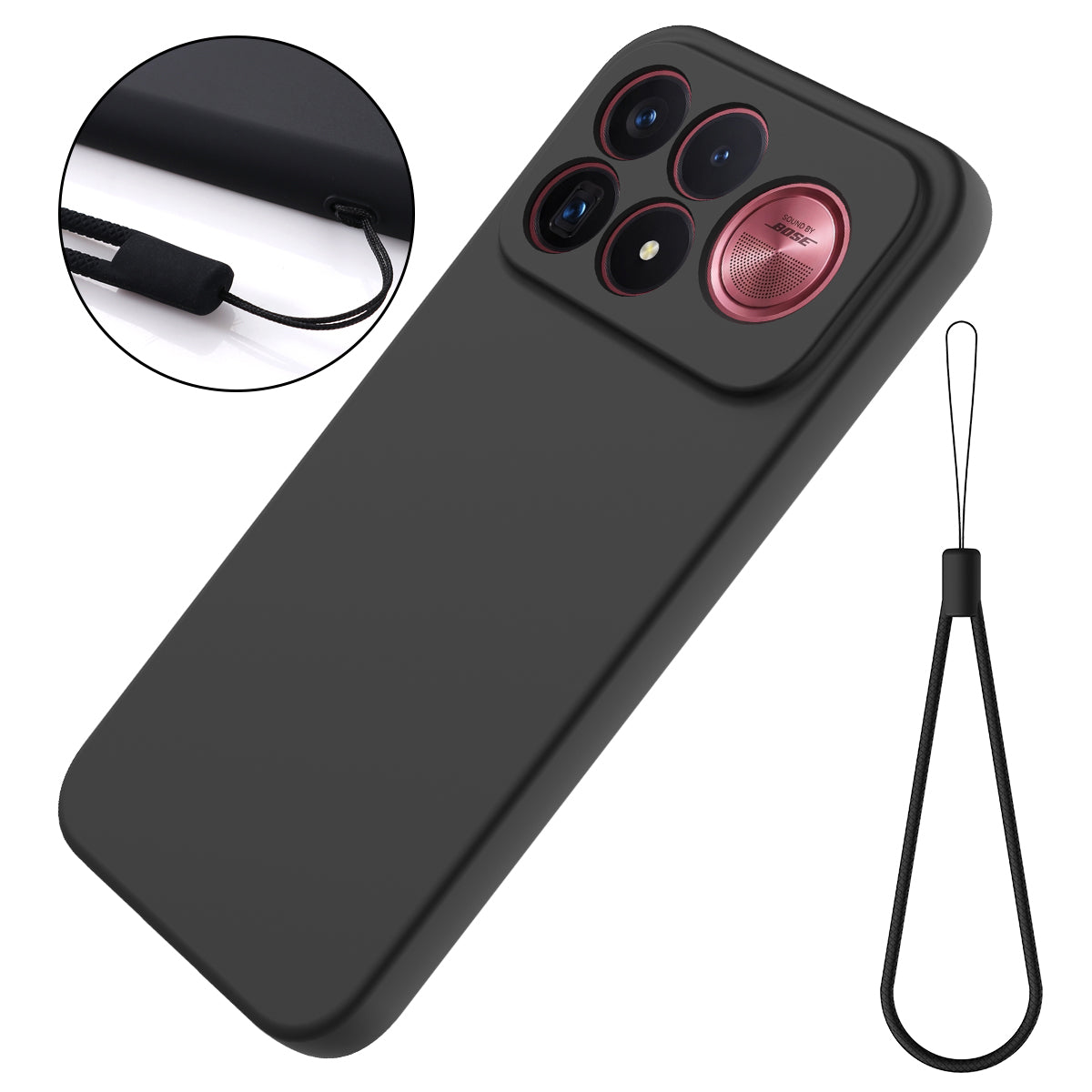 Xiaomi Redmi K100 Pro Max 5G (Kina) / Xiaomi Poco F9 Ultra 5G flytande silikonskal mobilbaksida med handrem