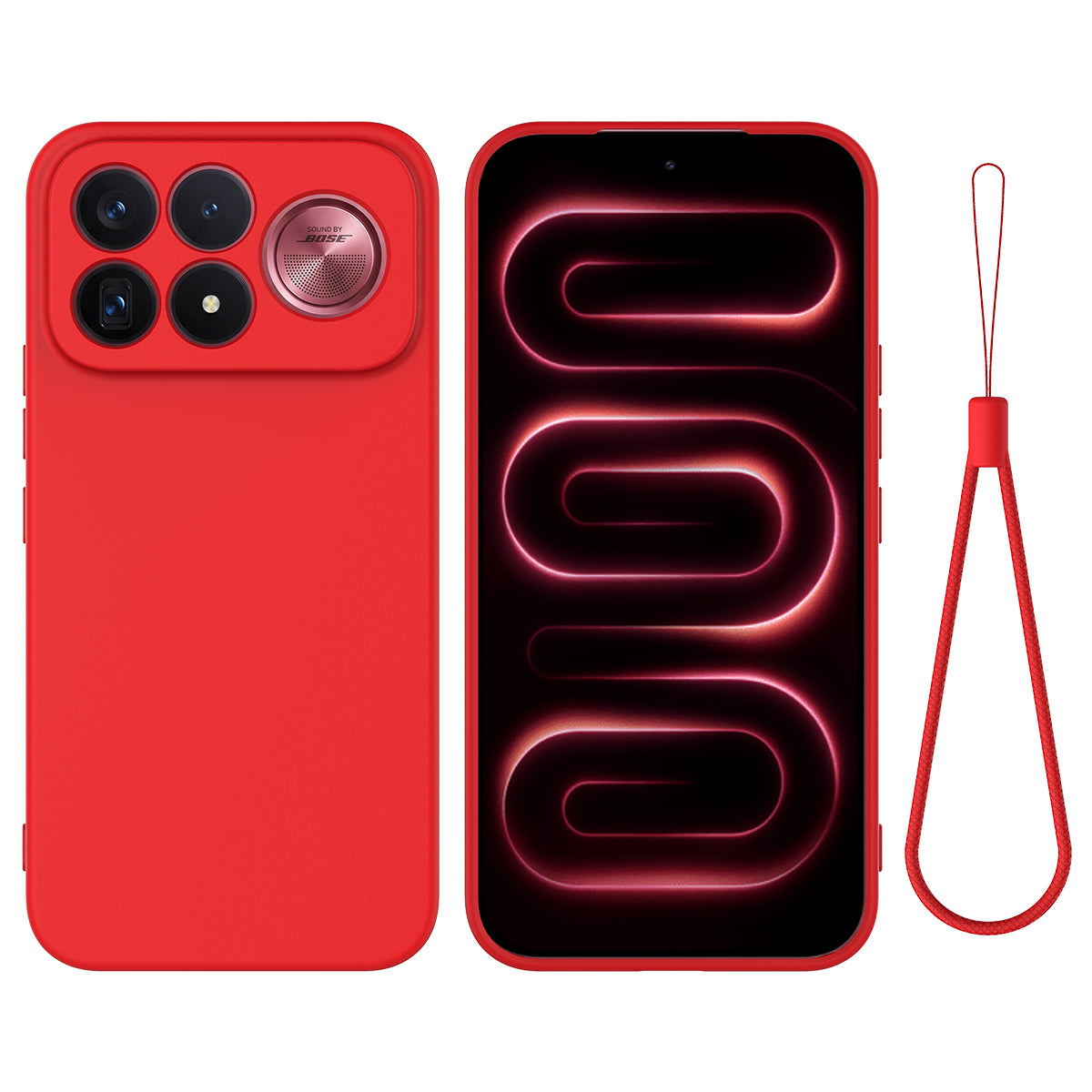 Xiaomi Redmi K100 Pro Max 5G (Kina) / Xiaomi Poco F9 Ultra 5G flytande silikonskal mobilbaksida med handrem