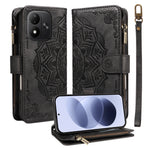 Xiaomi Redmi Note 17 4G (Global) / Xiaomi Redmi Note 17 (Indien/Kina) 5G / Xiaomi Redmi Note 17 5G (Global) Plånboksfodral 9 kortfack RFID-blockerande mandala präglad läderficka med handledsrem
