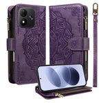 Xiaomi Redmi Note 17 4G (Global) / Xiaomi Redmi Note 17 (Indien/Kina) 5G / Xiaomi Redmi Note 17 5G (Global) Plånboksfodral 9 kortfack RFID-blockerande mandala präglad läderficka med handledsrem
