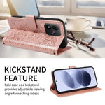 For Xiaomi Redmi Note 17 4G (Global) / Xiaomi Redmi Note 17 (India/China) 5G / Xiaomi Redmi Note 17 5G (Global) Wallet Case Embossed Mandala Pattern PU Leather + TPU Cover with Wrist Strap
