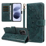 For Xiaomi Redmi Note 17 4G (Global) / Xiaomi Redmi Note 17 (India/China) 5G / Xiaomi Redmi Note 17 5G (Global) Wallet Case Embossed Mandala Pattern PU Leather + TPU Cover with Wrist Strap