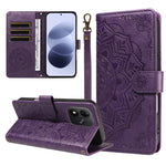 For Xiaomi Redmi Note 17 4G (Global) / Xiaomi Redmi Note 17 (India/China) 5G / Xiaomi Redmi Note 17 5G (Global) Wallet Case Embossed Mandala Pattern PU Leather + TPU Cover with Wrist Strap