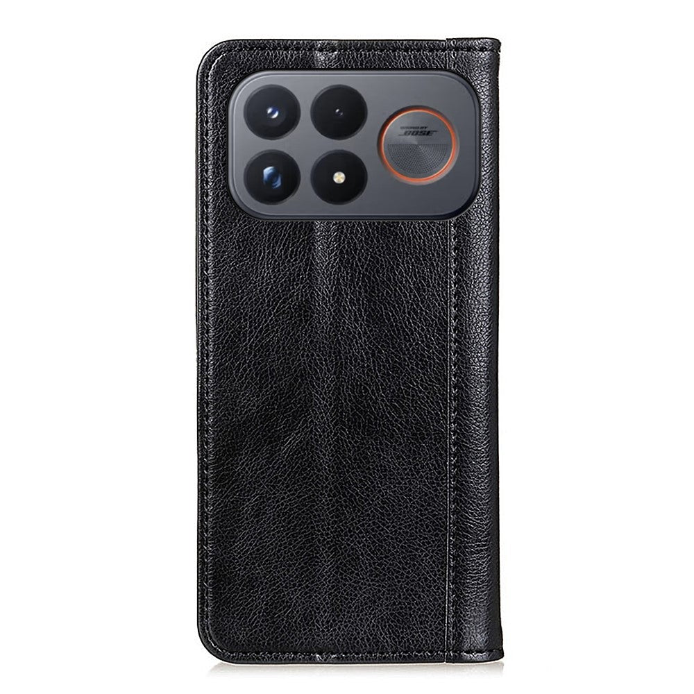 Xiaomi Poco F9 Ultra 5G / Redmi K100 Pro Max 5G (Kina) Stativskal Split Leather Litchi Texture Plånboksfodral