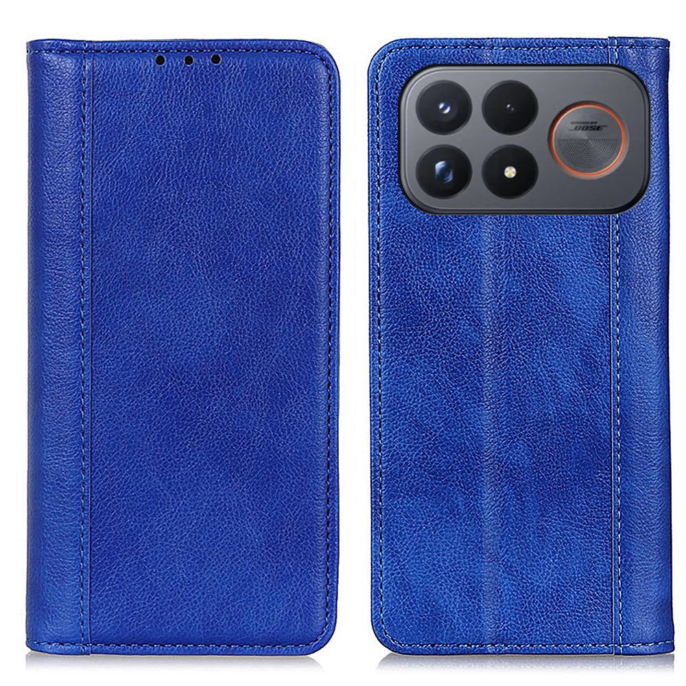 Xiaomi Poco F9 Ultra 5G / Redmi K100 Pro Max 5G (Kina) Stativskal Split Leather Litchi Texture Plånboksfodral