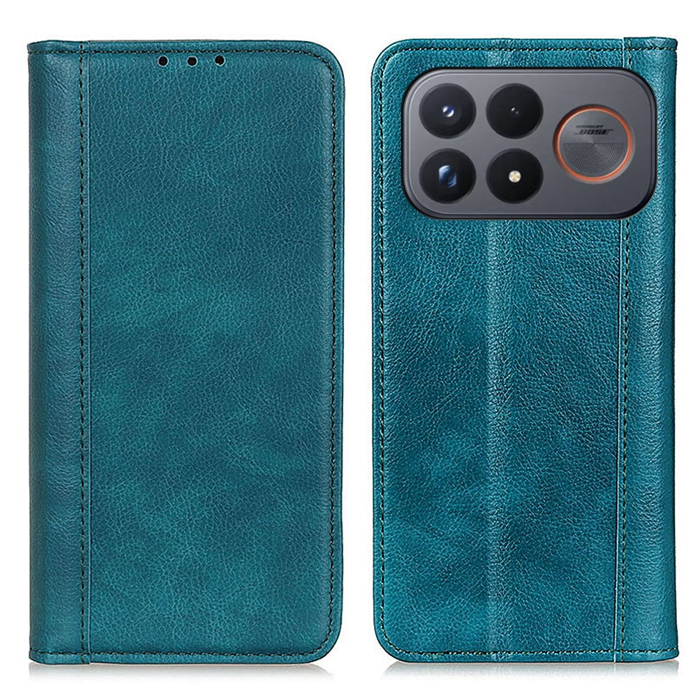 Xiaomi Poco F9 Ultra 5G / Redmi K100 Pro Max 5G (Kina) Stativskal Split Leather Litchi Texture Plånboksfodral