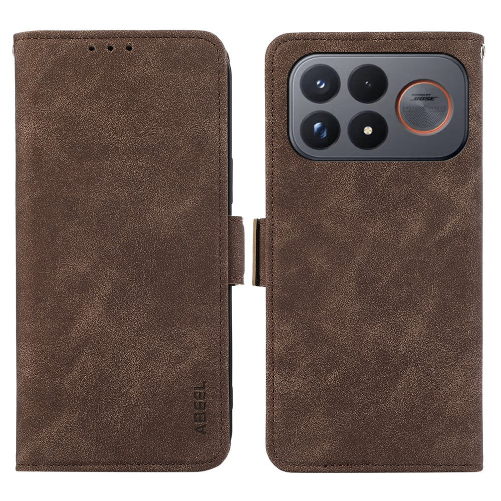 ABEEL For Xiaomi Poco F9 Ultra 5G  /  Redmi K100 Pro Max 5G (China) Case PU Leather Folio Stand View RFID Blocking Phone Cover