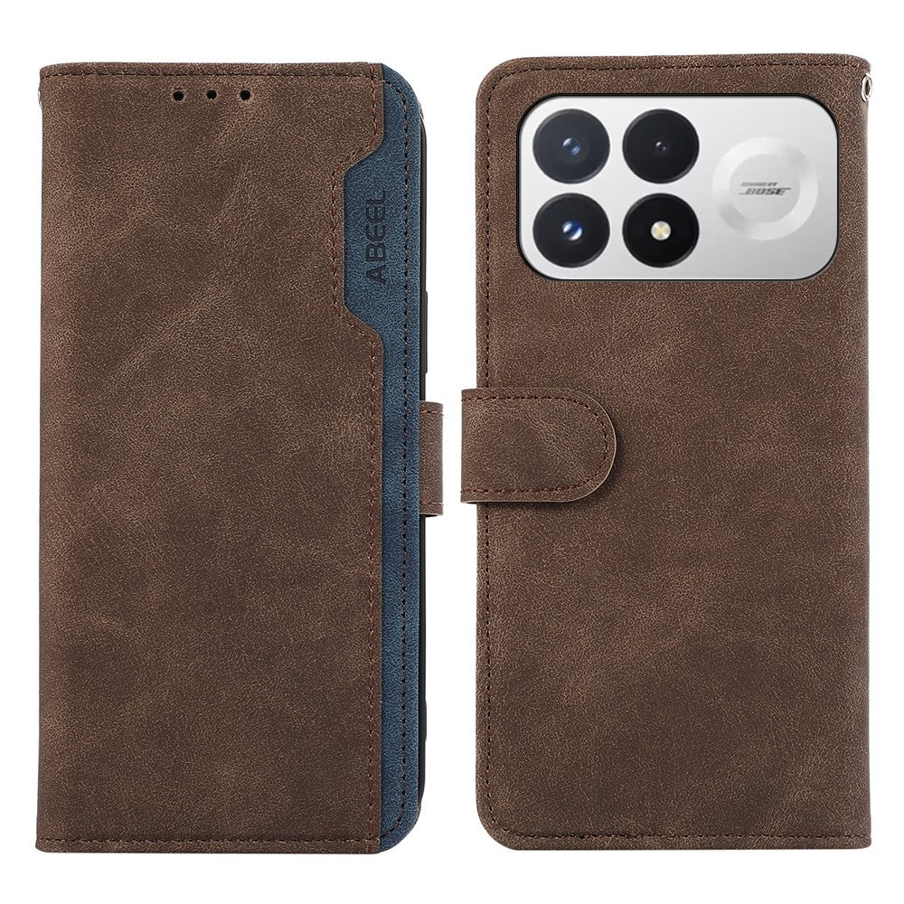 ABEEL For Xiaomi Poco F9 Pro 5G  /  Redmi K100 Pro 5G Case Color Splicing Leather Flip Phone Cover RFID Blocking