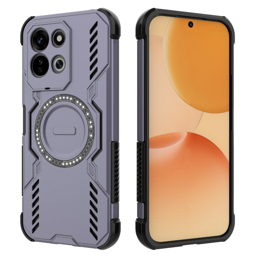 Xiaomi Redmi 17 5G / 17 4G magnetisk Butterfly Armor-cover i PC + TPU med hulmønster og varmeafledning