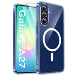Samsung Galaxy A27 5G-magnetisk etui, akryl + TPU-stødsikkert mobilcover mod gulning + 2 stk. hærdede skærmbeskyttere