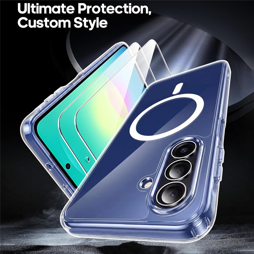 Samsung Galaxy A27 5G-magnetisk etui, akryl + TPU-stødsikkert mobilcover mod gulning + 2 stk. hærdede skærmbeskyttere