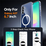 Samsung Galaxy A27 5G-magnetisk etui, akryl + TPU-stødsikkert mobilcover mod gulning + 2 stk. hærdede skærmbeskyttere