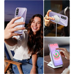 Samsung Galaxy A37 5G-magnetcover i akryl + TPU, gulningsresistent og stødsikkert mobilcover + 2 stk. hærdede glasskærmbeskyttere