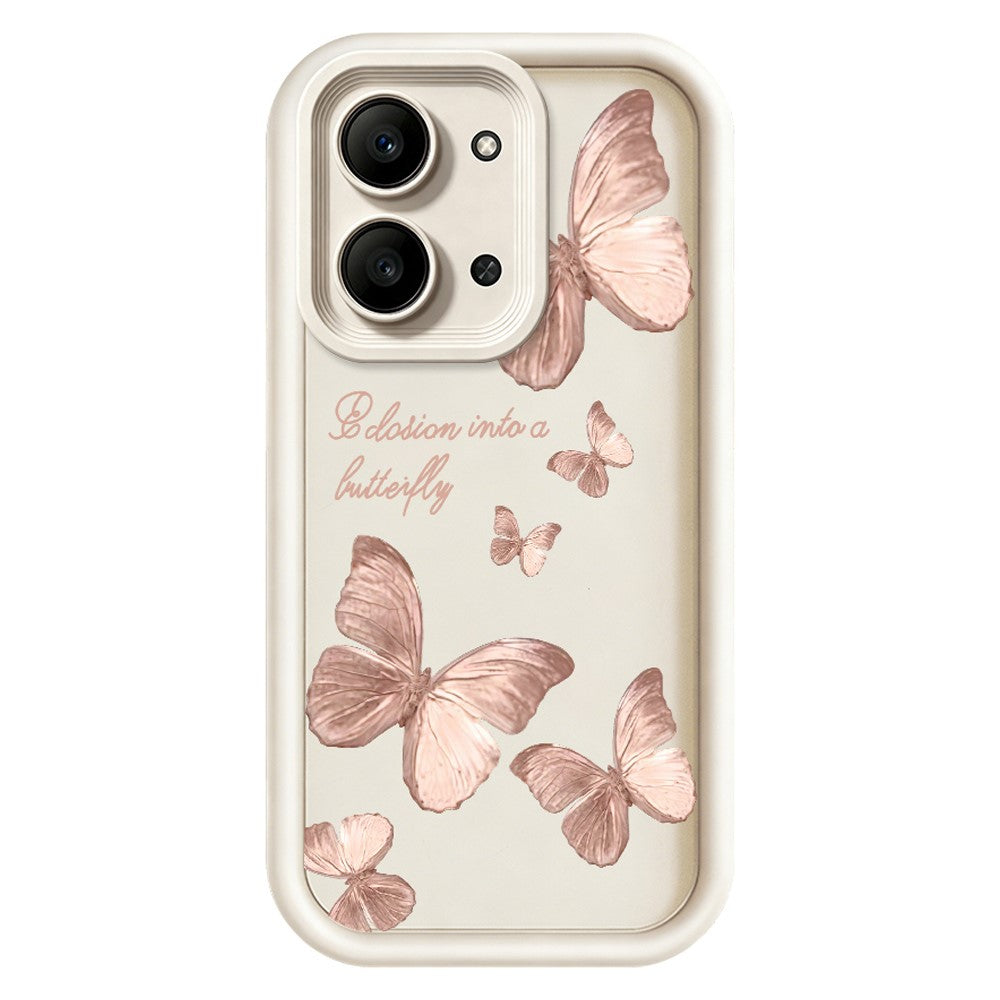 For Xiaomi Redmi 15C 4G (Global) (171mm)  /  Poco C85 4G (171mm) TPU Case Butterfly Pattern Rubberized Phone Back Cover