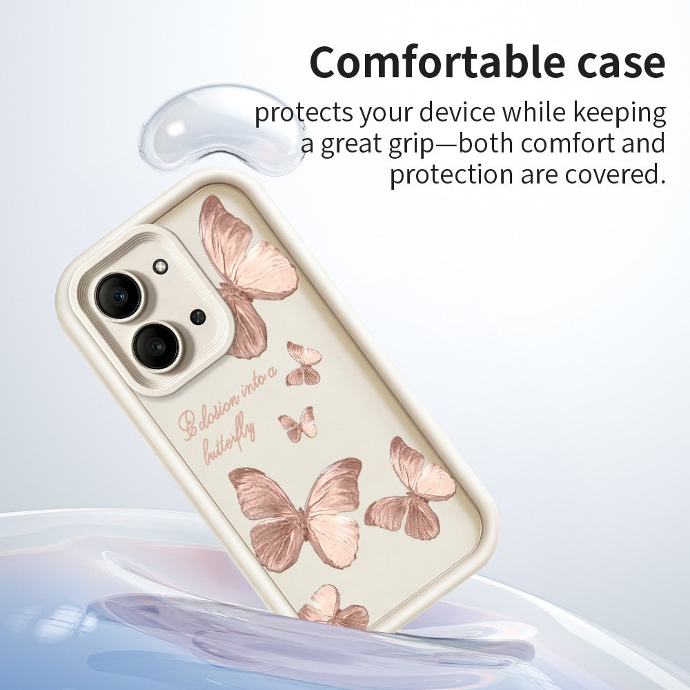 For Xiaomi Redmi 15C 4G (Global) (171mm)  /  Poco C85 4G (171mm) TPU Case Butterfly Pattern Rubberized Phone Back Cover