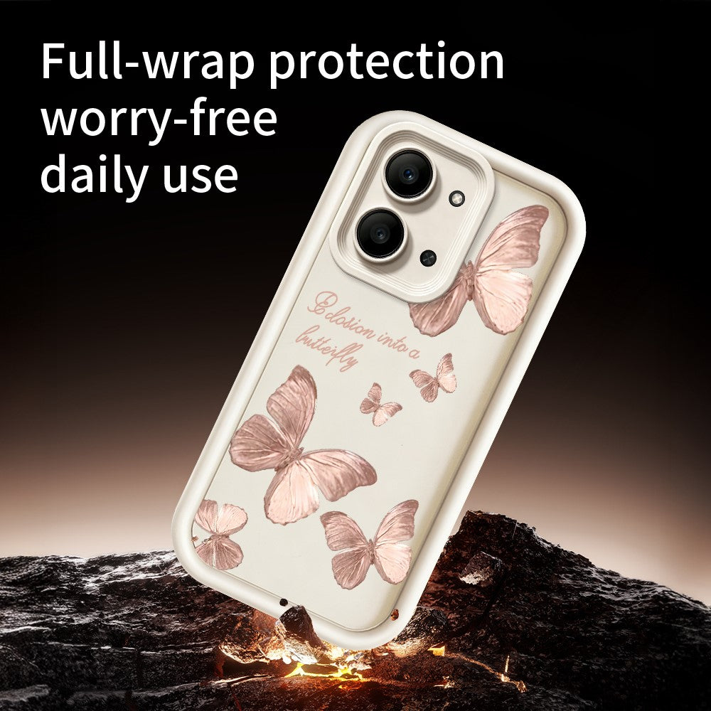 For Xiaomi Redmi 15C 4G (Global) (171mm)  /  Poco C85 4G (171mm) TPU Case Butterfly Pattern Rubberized Phone Back Cover