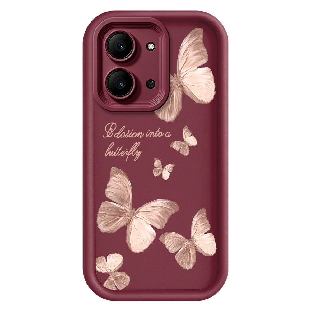For Xiaomi Redmi 15C 4G (Global) (171mm)  /  Poco C85 4G (171mm) TPU Case Butterfly Pattern Rubberized Phone Back Cover