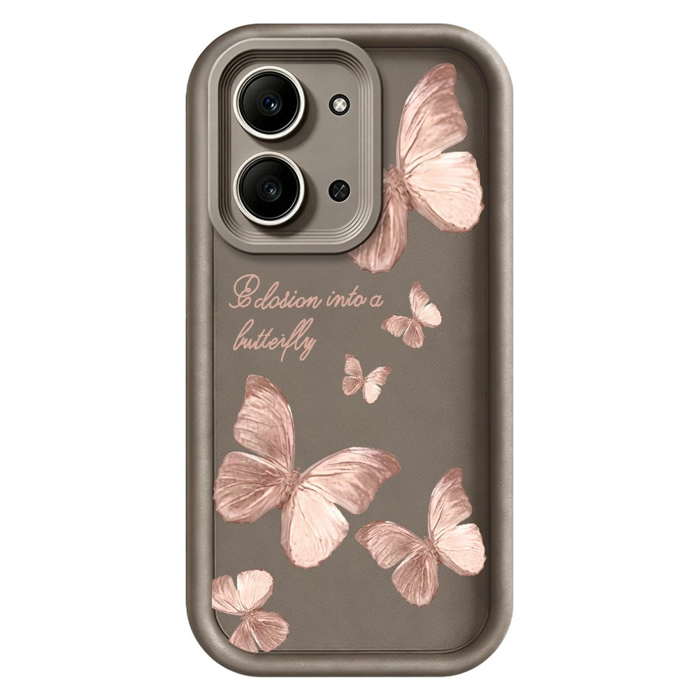 For Xiaomi Redmi 15C 4G (Global) (171mm)  /  Poco C85 4G (171mm) TPU Case Butterfly Pattern Rubberized Phone Back Cover