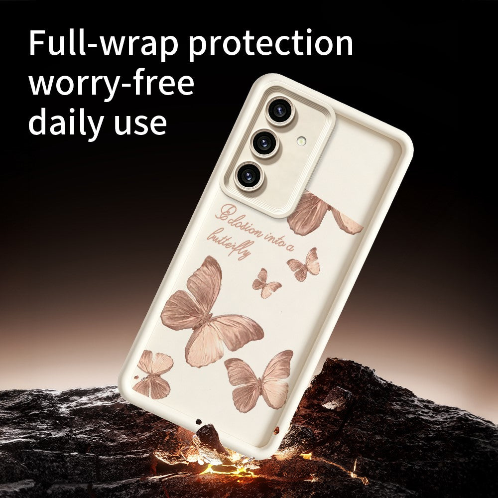 Samsung Galaxy S26+ TPU-skal med fjärilsmönster och gummibelagt bakstycke