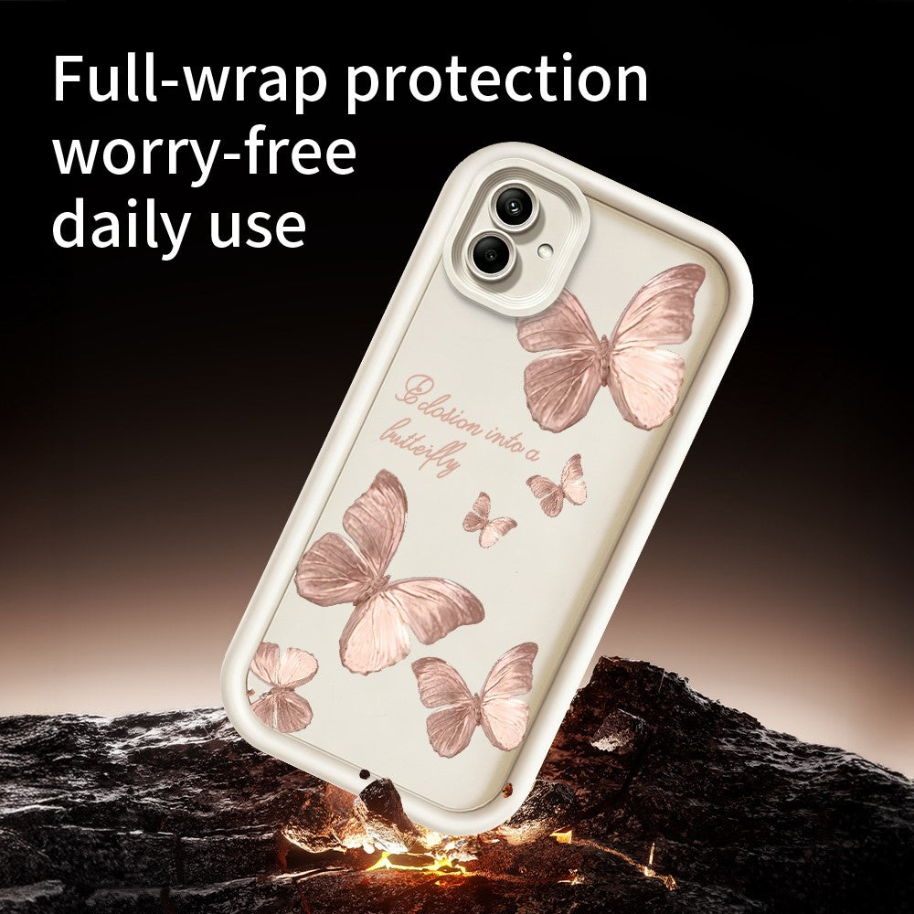 Samsung Galaxy A08 4G / A07 4G / A07s 4G TPU-skal Fjärilsmönster Gummerat Baksida mobilfodral