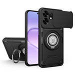 Telefoncover med skydelåg til kamera til Honor 600 Smart 5G / X7e Plus 5G / X7e Plus 4G, Ring Kickstand PC + TPU bagcover