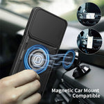 Telefoncover med skydelåg til kamera til Honor 600 Smart 5G / X7e Plus 5G / X7e Plus 4G, Ring Kickstand PC + TPU bagcover