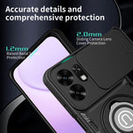 Telefoncover med skydelåg til kamera til Honor 600 Smart 5G / X7e Plus 5G / X7e Plus 4G, Ring Kickstand PC + TPU bagcover