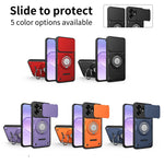 Telefoncover med skydelåg til kamera til Honor 600 Smart 5G / X7e Plus 5G / X7e Plus 4G, Ring Kickstand PC + TPU bagcover