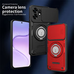 Telefoncover med skydelåge til kameraet til Honor 600 Smart 5G / X7e Plus 5G / X7e Plus 4G, ringstativ i PC + TPU-bagcover