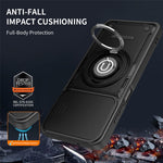 Telefoncover med skydelåg til kamera til Honor 600 Smart 5G / X7e Plus 5G / X7e Plus 4G, Ring Kickstand PC + TPU bagcover