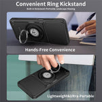 Telefoncover med skydelåg til kamera til Honor 600 Smart 5G / X7e Plus 5G / X7e Plus 4G, Ring Kickstand PC + TPU bagcover