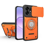Telefoncover med skydelåg til kamera til Honor 600 Smart 5G / X7e Plus 5G / X7e Plus 4G, Ring Kickstand PC + TPU bagcover